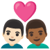 👨🏻‍❤️‍👨🏾 couple with heart: man, man, light skin tone, medium-dark skin tone display on Google